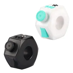 【新品】 ENN LLC フィジェットリング ストレス解消 リラックス 2個セット (ボタングリーンブラック) 0