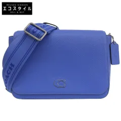 COACH コーチ 美品 メッセンジャー バッグ・シグネチャー キャンバス インテリア レザー ショルダーバッグ レディース ブルー CJ834