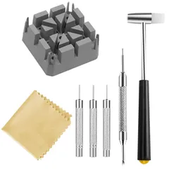 サムコス 腕時計バンド調整 ベルト 交換/修理 工具 サイズ調整 バネ外し メンテナンス専用 時計用 清掃用品 時計修理ツール 収納便利 (7点セット，A)