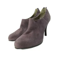 銀座かねまつ GINZA Kanematsu ブーティ シューズ ハイヒール スエード バックジップ 23.5cm 紫 パープル 0908 ■YHS2