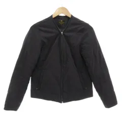 ナノユニバース nano universe キルティングブルゾン 中綿 36 紺 ネイビー ノーカラー /YJ