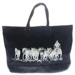 NEIGHBORHOOD (ネイバーフッド) 25AW NH X OOTD . TOTE BAG 両面プリント レザー切替 コットンキャンバス トートバッグ ブラック 252TQODN-CG01のサムネイル