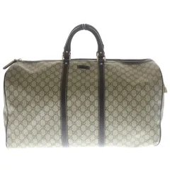 GUCCI (グッチ) GGスプリーム 2WAYボストンバッグ ハンドバッグ ショルダーバッグ ベージュ×ブラウン PVC×レザー 206500 ゴールド金具