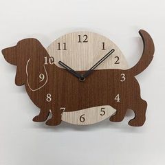 シマエナガのふわりん 相撲 薄茶壁掛け時計 29cm 木製 静音 