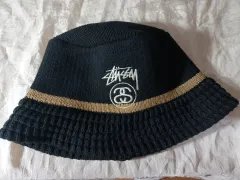 STUSSY ブラック ニット バケットハット onesize (頭囲 58cm)
