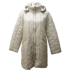 San Anon 中綿コート ジャケット シルク スタンドカラー フード ロング M ベージュ 1222