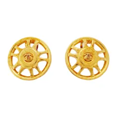 【6jcb0878-k】シャネル イヤリング ヴィンテージ ココマーク 丸型 サークル GPメッキ ゴールド【中古】レディース