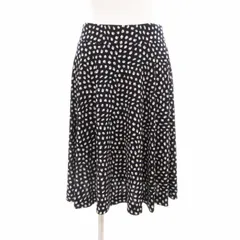 ミッシェルクラン MICHEL KLEIN 美品 フレアスカート サイドジップ ドット柄 ひざ丈 38 紺 白 ネイビー ホワイト 0226 ■GY09