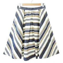 クミキョク 組曲 KUMIKYOKU 17SS フレアスカート ボーダー ストライプ ひざ丈 3 白 紺 ホワイト ネイビー 0227 ■GY09