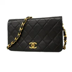 【6da0009-k】シャネル ショルダーバッグ ミニマトラッセ ラムスキン ブラック ゴールド金具【中古】レディース