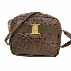 【6da0298】サルヴァトーレフェラガモ ショルダーバッグ ヴァラ レザー ブラウン ゴールド金具【中古】レディース