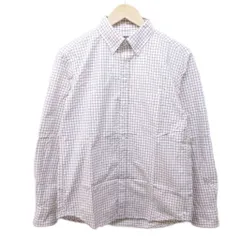 シップス SHIPS ボタンダウンシャツ BDシャツ チェック 長袖 M 白 茶 黒 ホワイト ブラウン ブラック 0309