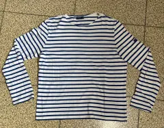 SAINT JAMES セントジェームス MERIDIEN（メリディアン） ブルー（青） 長袖 ストライプ Tシャツ XL (100-105)