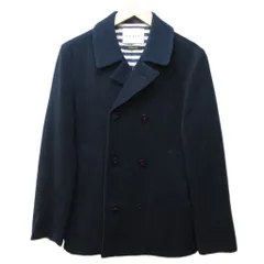 ストール STALL 00s ウールカシミヤ Ｐコート ジャケット ボーダー裏地 紺 ネイビー M
