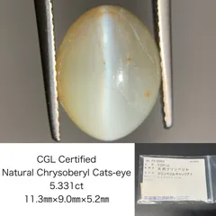 クリソベリルキャッツアイ 5.331ct  中央宝石ソーティング付き  11.3㎜×9.0㎜×5.2㎜  ルース（ 裸石 ） 4019Y