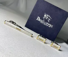 美品 Burberry バーバリー ブランドロゴ ゴールド＆艶消しシルバー&ブラック カフス ネクタイピン セット カフリンクス タイピン 箱有