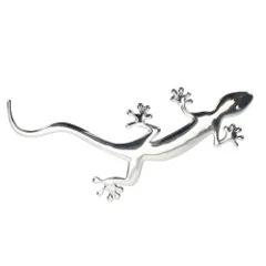 3D ステッカー 立体 車 エンブレム ゲッコー トカゲ ヤモリ シルバー シール 130mm×60mm 曲面もOK