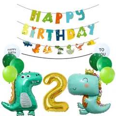 誕生日 誕生日 飾り付け 恐竜 HAPPY 恐竜 BIRTHDAY ガーランド 数字 バルーン バルーン 2 バースデー パーティー 男の子 デコレーション セット シンプル 装飾 2歳 キッズバースデーキット お祝い 写真背景 風船 インスタ映え 子供 カワ