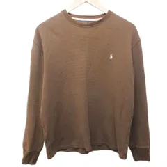 ポロ ラルフローレン POLO RALPH LAUREN サーマル カットソー Tシャツ ロゴ 刺繡 長袖 M 茶 ブラウン ☆AA★ 0321