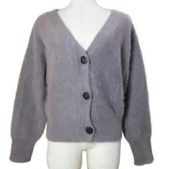 スナイデル SNIDEL 美品 23AW フォックスファーオフショルカーディガン ニット 長袖 Vネック フリーサイズ グレー SWNT235014 /X