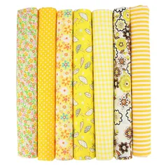 布 生地 和柄 花柄 プリント おしゃれ はぎれ 手芸 パッチワーク カットクロス 50×50cm 7枚 ideamall (イエロー)