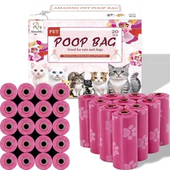 ウンチ処理袋プト におわない袋猫犬用 ペット用ウンチ処理袋消臭袋臭わない袋生分解性薄型 うんちが臭わない袋 (赤い)
