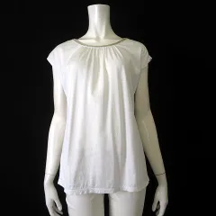 23区 オンワード樫山 トップス カットソー ラメ 刺繍 フレンチスリーブ 半袖 M 38 白 ホワイト