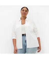 シティーシック レディース トップス シャツ CITY CHIC Womens Elevated Long Sleeve Stretch Shirt White ホワイト