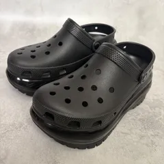美品 crocs クロックス メガクラッシュ クロッグ 24cm M6 W8 黒 ブラック 厚底 サンダル サボ プラットフォーム 靴