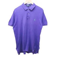 ポロ バイ ラルフローレン Polo by Ralph Lauren 90s ヴィンテージ ポロシャツ カットソー ロゴ 刺繡 USA製 半袖 S 紫 パープル IBO85 ☆AA★ 0321