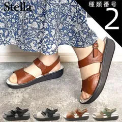 種類2：ブラック/L(24.0〜24.5cm) Stella ステラ 本革 レザー サンダル コンフォートサンダル フラット 柔らかい 痛くない 疲れない 天然皮革 走れる レディース 靴 25-5350