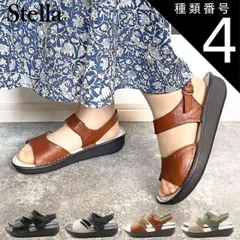 種類4：ネイビー/ライトグレー/L(24.0〜24.5cm) Stella ステラ 本革 レザー サンダル コンフォートサンダル フラット 柔らかい 痛くない 疲れない 天然皮革 走れる レディース 靴 25-5350