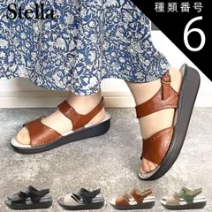 種類6：ブラック/LL(24.5〜25.0cm) Stella ステラ 本革 レザー サンダル コンフォートサンダル フラット 柔らかい 痛くない 疲れない 天然皮革 走れる レディース 靴 25-5350
