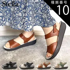 種類10：ブラック/M(23.0〜23.5cm) Stella ステラ 本革 レザー サンダル コンフォートサンダル フラット 柔らかい 痛くない 疲れない 天然皮革 走れる レディース 靴 25-5350