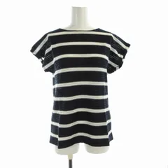 メイソングレイ MAYSON GREY カットソー ボーダー フレンチスリーブ ボートネック 半袖 2 M 紺 ネイビー 白 ホワイト /RO
