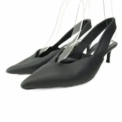 マックスマーラ MAX MARA パンプス シューズ ローヒール ポインテッドトゥ レザー 35 22.0cm 紺 ネイビー 0126 IBO87