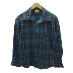 ヴィンテージ VINTAGE ザボス THE BOSS 50s ライトネル フランネルシャツ チェック柄 長袖 青 茶 ブルー ブラウン 1208