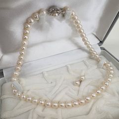 K18/テリ強 TASAKI 本真珠 ネックレス 5.3mm 約40cm - メルカリ
