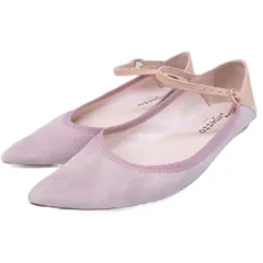 レペット Repetto フラットシューズ スエード 切替 エナメル レザー アンクルストラップ 38 約25cm ピンク 系 IBO87 0327