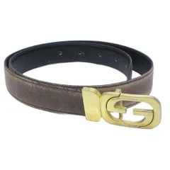 グッチ GUCCI レザーベルト GG ロゴ バックル 036 116 1120 茶 ブラウン ゴールドカラー 系 IBO89 0302