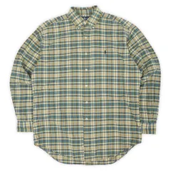 ポロラルフローレン POLO RALPH LAUREN 90s 90年代 ボタンダウンシャツ BLAKE ブレイク BD インド綿 ロゴ 刺繍 定番 USA ヴィンテージ 古着 メンズ シャツ ブルー系 マドラスチェック柄 M【中古】