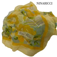 NINA RICCI ニナリッチ シルクスカーフ 花柄 イエロー系 72cm