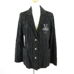 バレンザ VALENZA テーラードジャケット 長袖 ラインストーン 黒 42 *T405