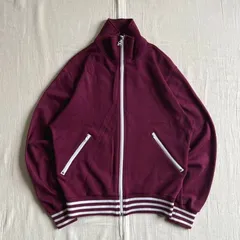 70s　vintage　ヴィンテージ古着　WHITE STAG　ホワイトスタッグ　ハイネック　襟付き　トラックジャケット　ジャージ　リブライン　ジップポケット　鹿型ジッパー　ワインレッド　M一点物　Y2K　ストリート　個性派　Neck Track Jacket
