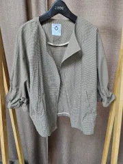 (新品)ストライプ ショート ジャケット FREE