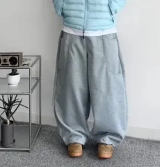 ably 起毛 ワイド ツーポケット トレーニングパンツ グレー