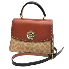 COACH コーチ パーカー トップハンドルバッグ ２Way シグネチャーラグジュアリーショルダー K1857-53349 ブラウン aq12773