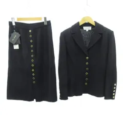 セントジョン ST.JOHN タグ付 スカートスーツ セットアップ 上下 金ボタン USA製 黒 ブラック 上6 下8 約S～M