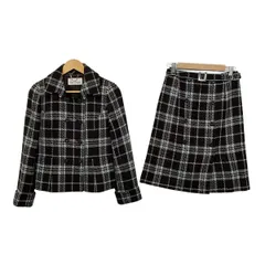 COURREGES(クレージュ) スカートスーツ レディース ダークブラウン×ライトブルー チェック柄