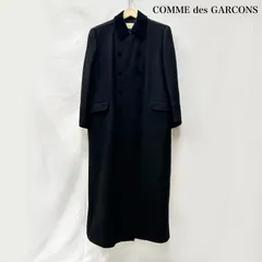 コムデギャルソン 80s 90s ダブルブレストロングコート ベルベット ウール くるみボタン ブラック メンズ - ISItems【USED】【古着】【中古】50156436